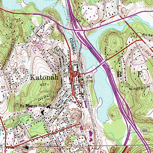 Topographic Map of Katonah Village Library, NY