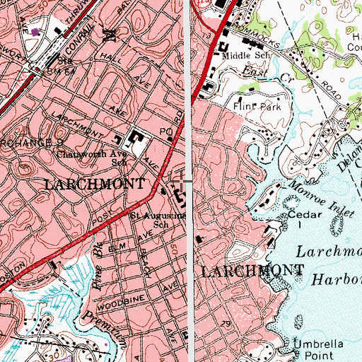 Topographic Map of Larchmont Public Library, NY