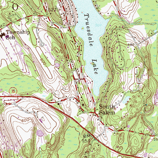 Topographic Map of Lewisboro Library, NY