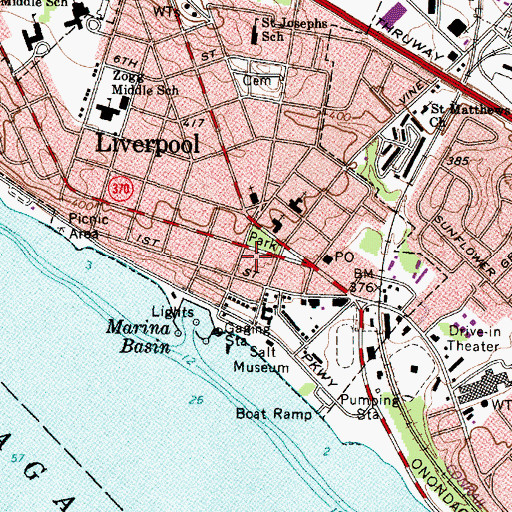 Topographic Map of Liverpool Public Library, NY