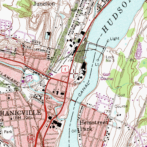 Topographic Map of Mechanicville District Public Library, NY