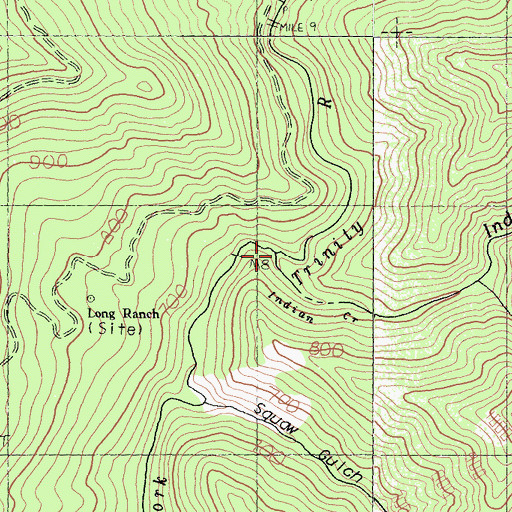 Topographic Map of Indian Creek, CA
