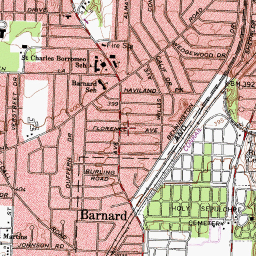 Topographic Map of Monroe County Public Library Barnard Crossing Branch, NY