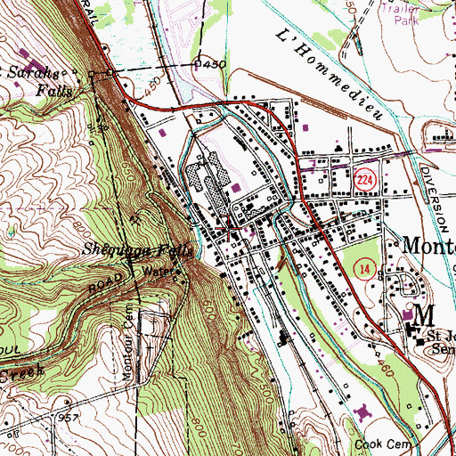 Topographic Map of Montour Falls Memorial Library, NY