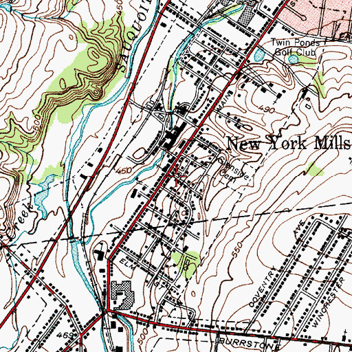 Topographic Map of New York Mills Public Library, NY