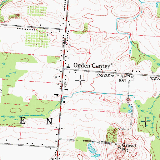 Topographic Map of Ogden Farmers Library, NY