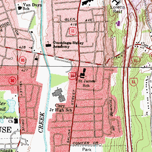 Topographic Map of Onondaga County Public Library Betts Branch, NY