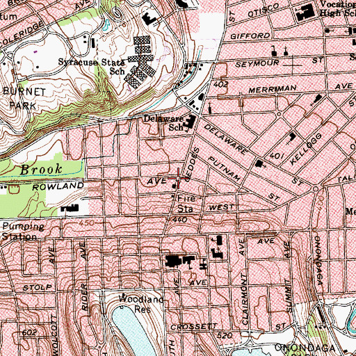Topographic Map of Onondaga County Public Library Mundy Branch, NY