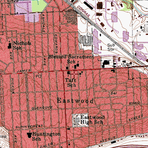 Topographic Map of Onondaga County Public Library Paine Branch, NY