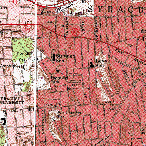 Topographic Map of Onondaga County Public Library Petit Branch, NY