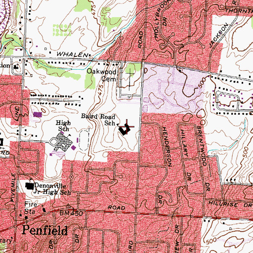 Topographic Map of Penfield Public Library, NY
