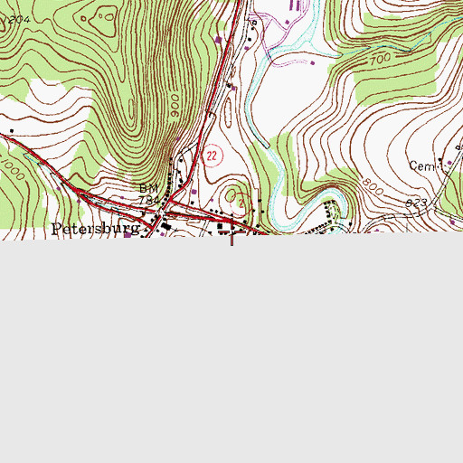 Topographic Map of Petersburg Public Library, NY