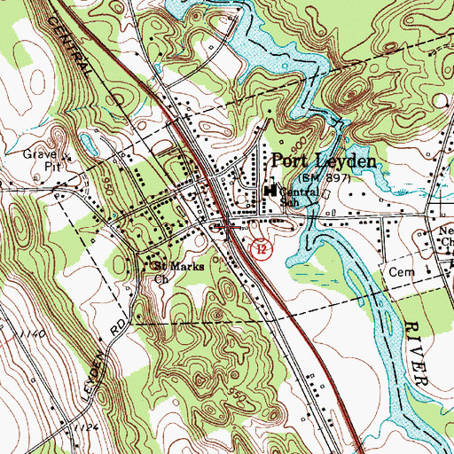 Topographic Map of Port Leyden Community Library, NY