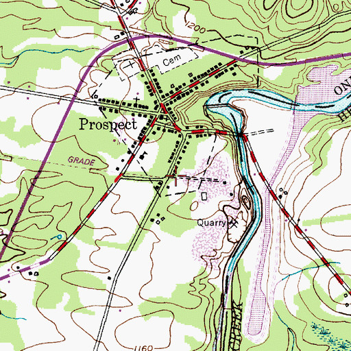 Topographic Map of Prospect Free Library, NY