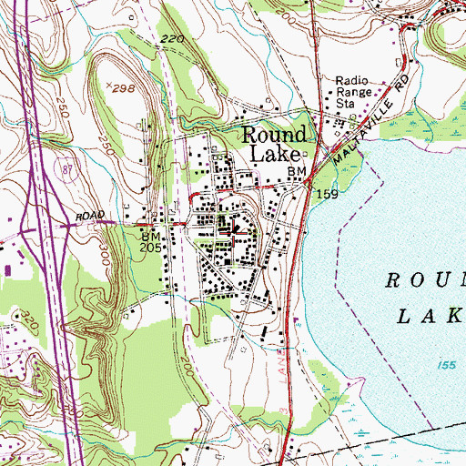 Topographic Map of Round Lake Library, NY