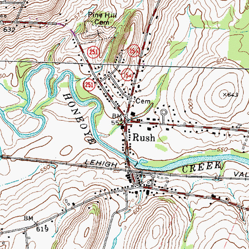 Topographic Map of Rush Public Library, NY