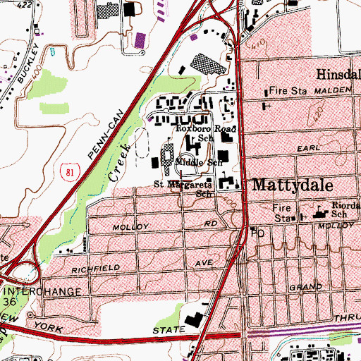Topographic Map of Salina Free Library, NY