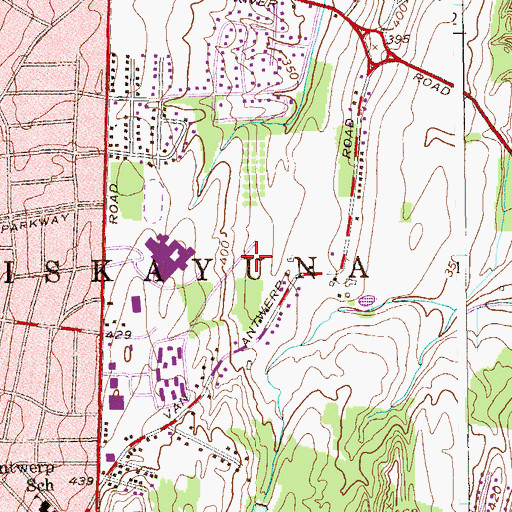 Topographic Map of Schenectady County Public Library Niskayuna Branch, NY