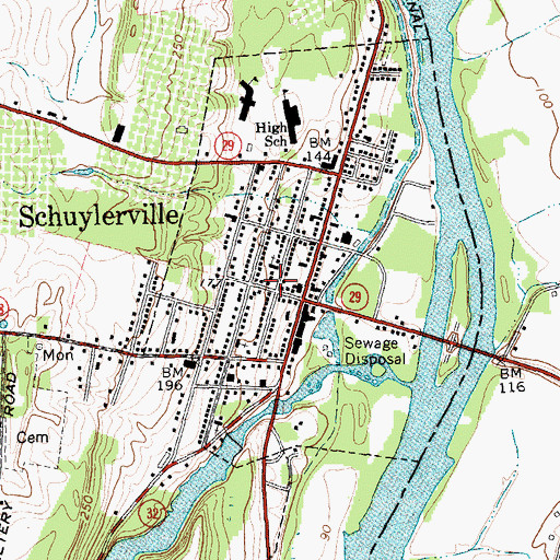 Topographic Map of Schuylerville Public Library, NY