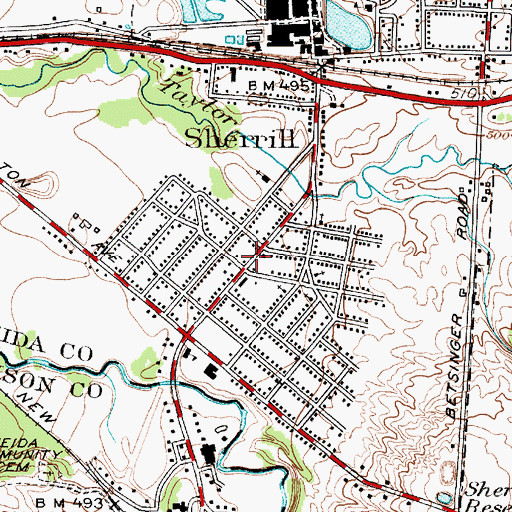 Topographic Map of Sherrill - Kenwood Free Library, NY