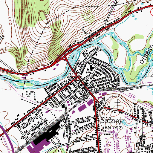 Topographic Map of Sidney Memorial Public Library, NY