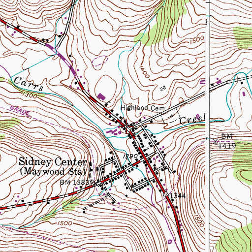 Topographic Map of Sidney Memorial Public Library Sidney Center Branch, NY