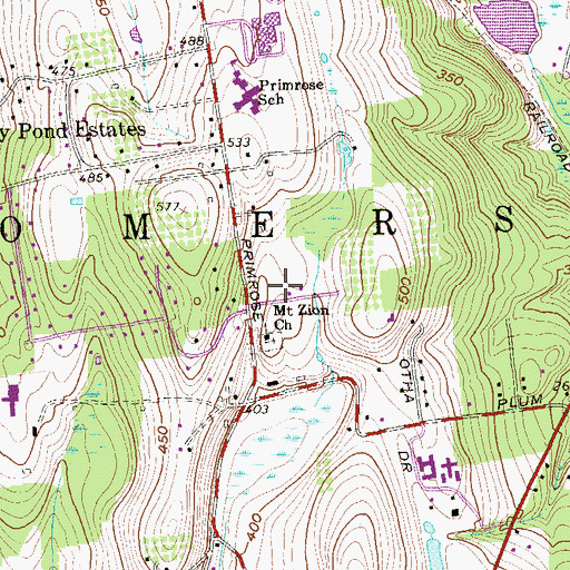 Topographic Map of Somers Library, NY