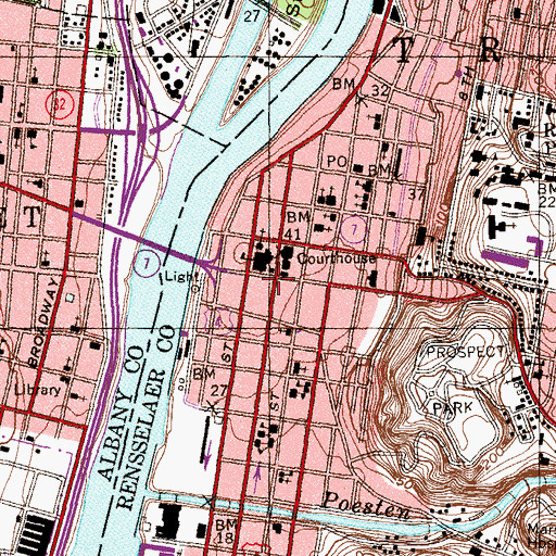 Topographic Map of Troy Public Library, NY