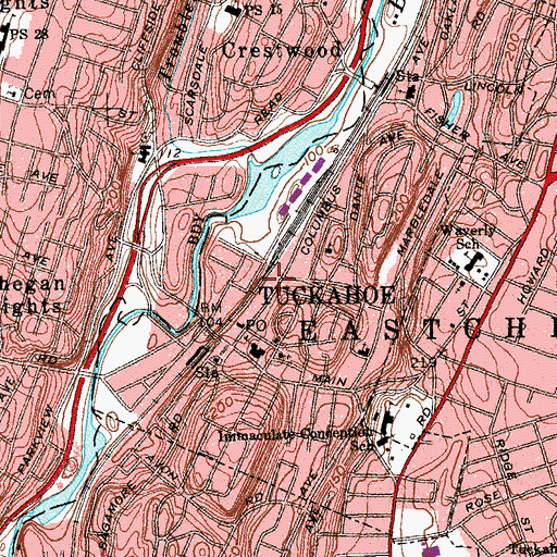 Topographic Map of Tuckahoe Public Library, NY