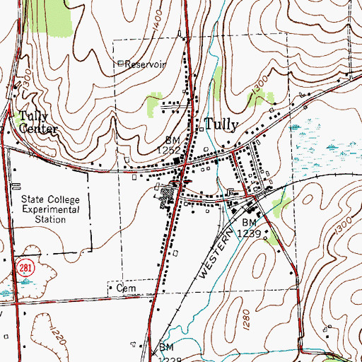 Topographic Map of Tully Free Library, NY