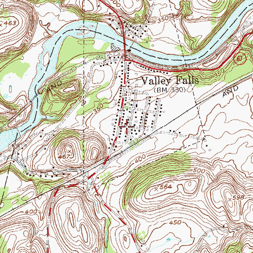 Topographic Map of Valley Falls Free Library, NY