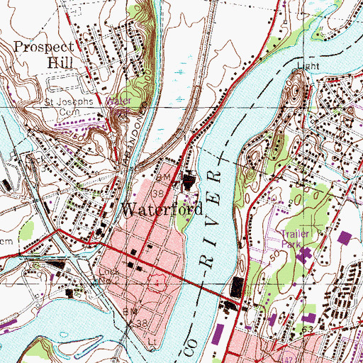 Topographic Map of Waterford Public Library, NY