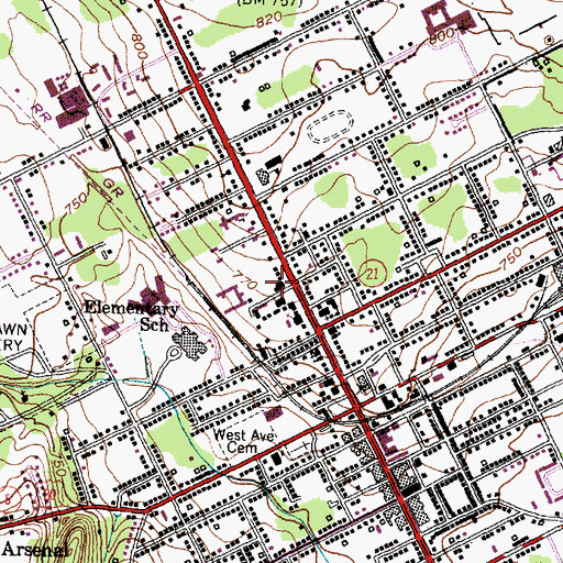 Topographic Map of Wood Library, NY