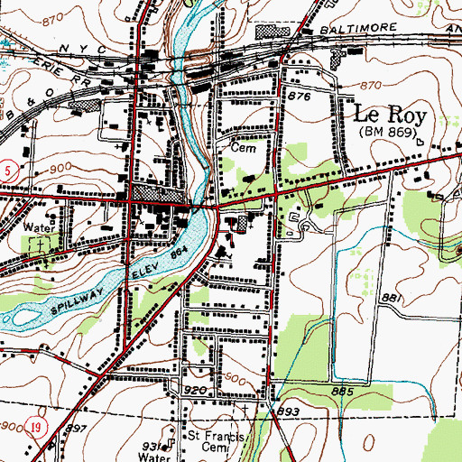 Topographic Map of Woodward Memorial Library, NY