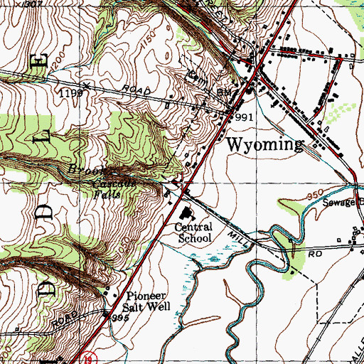 Topographic Map of Wyoming Free Library, NY