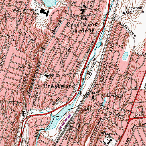 Topographic Map of Yonkers Public Library Crestwood Branch, NY