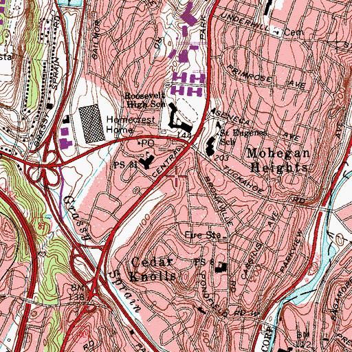 Topographic Map of Yonkers Public Library Grinton I Will Branch, NY