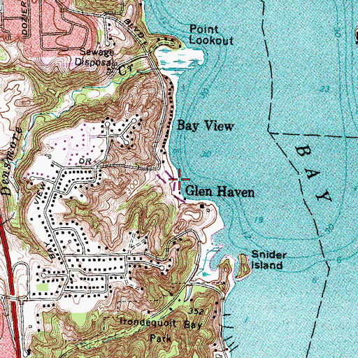 Topographic Map of Bayview Marina, NY