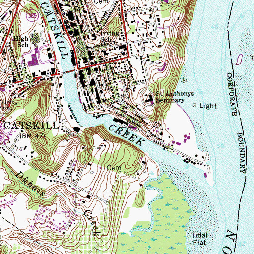 Topographic Map of Catskill Marina, NY