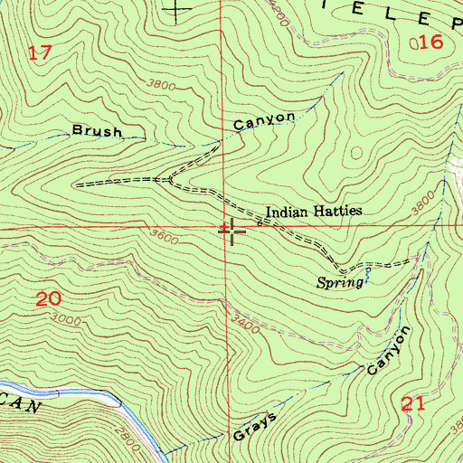 Topographic Map of Indian Hatties, CA