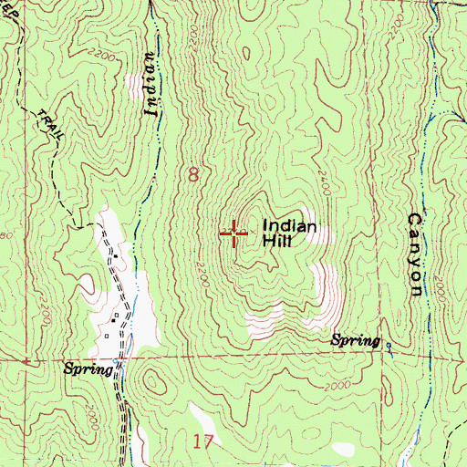 Topographic Map of Indian Hill, CA