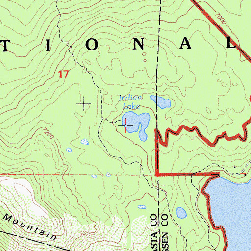 Topographic Map of Indian Lake, CA