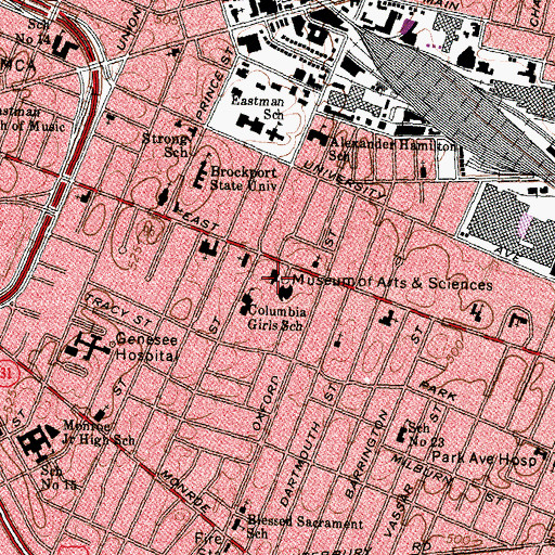Topographic Map of Rochester Museum and Science Center, NY