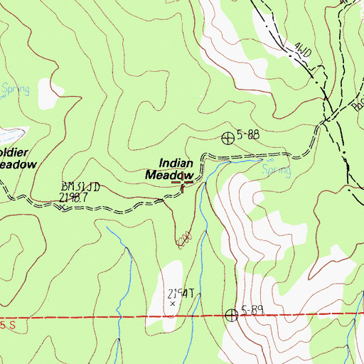 Topographic Map of Indian Meadow, CA