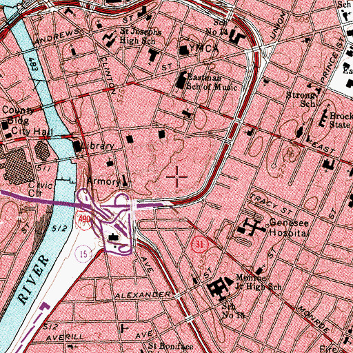 Topographic Map of Strong Museum, NY