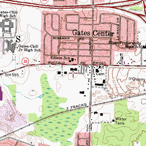 Topographic Map of Town of Gates Courthouse, NY