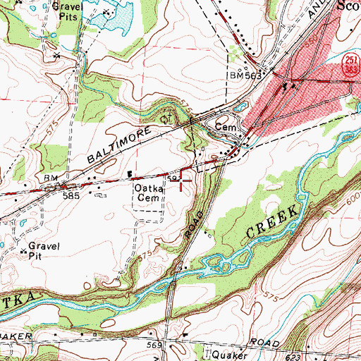 Topographic Map of Town of Wheatland Courthouse, NY