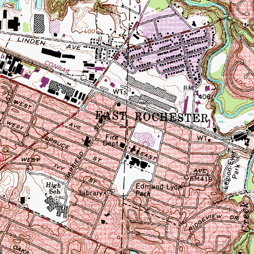 Topographic Map of East Rochester Village Offices, NY