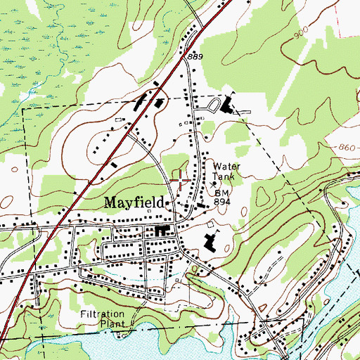Topographic Map of Mayfield Municipal Office, NY