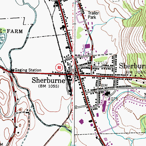Topographic Map of Sherburne Municipal Building, NY